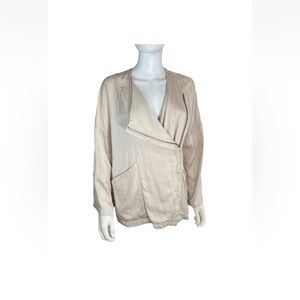 Cupcakes And Cashmere Small Women’s Draped Front Rolled Sleeves Jacket Beige